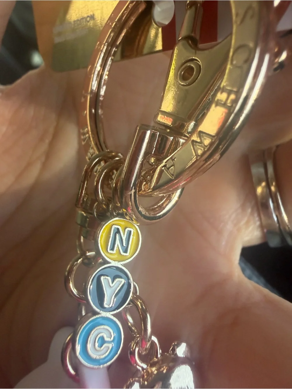 NWT FAO Schwarz Hello Kitty Pink and White Bag Charm Keychain
